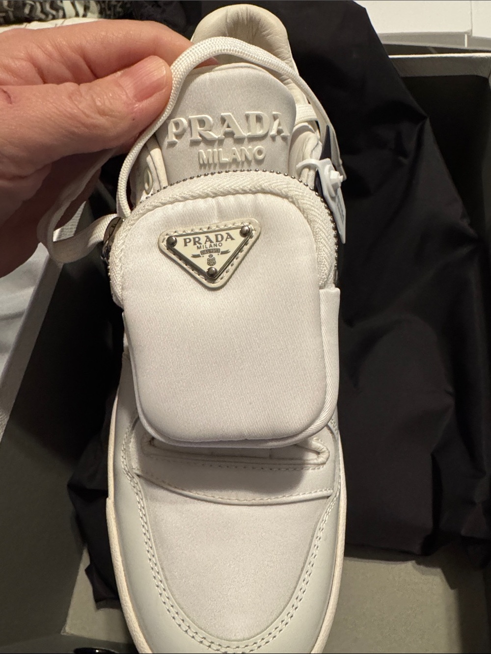 Prada x Adidas White Women’s Logo Pocket Sneaker